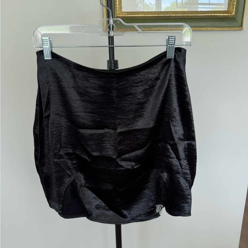 Black Satin Mini Skirt